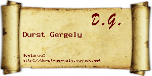 Durst Gergely névjegykártya
